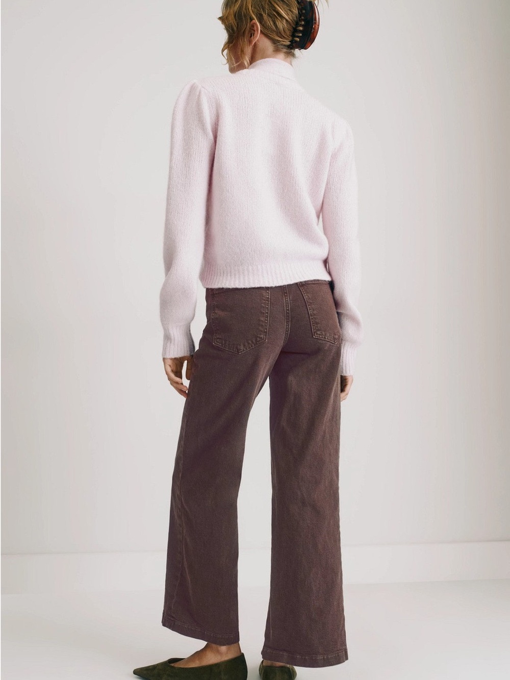 Wide Leg High-Rise Jeans in Chocolate Brown - Picture 2 of 8